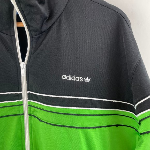 Adidas Men's Black/Lime Green Full Zip Up Windbreak Warm Up Jacket Size XL - Picture 4 of 7